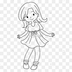 卡通线描女孩