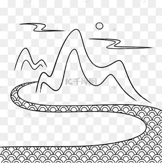 山水线描简笔画