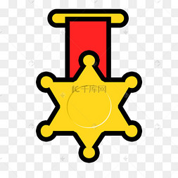 金色荣耀勋章卡通手绘素材免费下