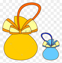 可爱卡通手绘蝴蝶结袋子