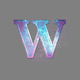 英文字母w创意梦幻星空水晶大气艺术字