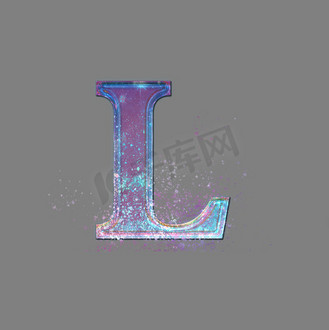 英文字母l创意星空梦幻水晶大气艺术字