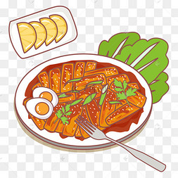 韩国料理炒年糕矢量图