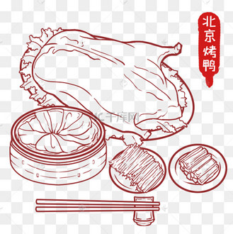 国风线描北京烤鸭