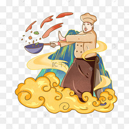 古代炒菜的厨师烘焙料理美食食物下厨厨师饭店炒菜的大厨美食烧烤厨师