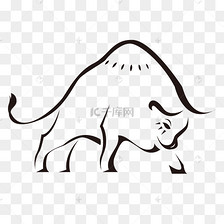 单色线稿牛年斗牛素材