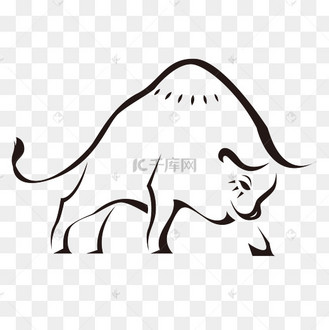 单色线稿牛年斗牛素材