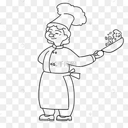 线描烹饪颠勺大厨