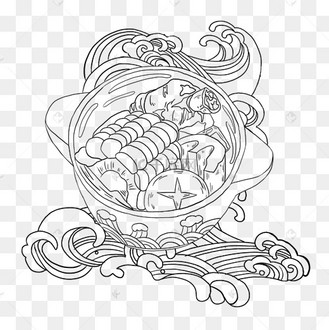 国风线描美食汤煲
