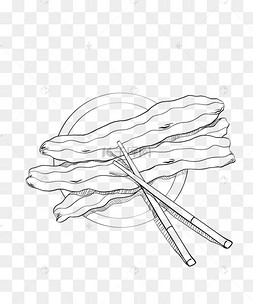 线描美食早餐油条