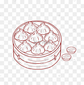 国风美食线稿小包子