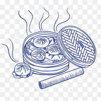 国风线描主食包子小笼包