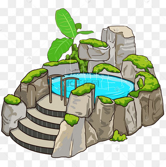 手绘温泉泳池