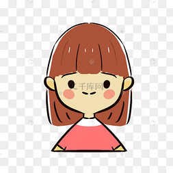 ai可爱卡通手绘风疑问女孩戴帽子长发女孩扎马尾女孩头像女孩人头