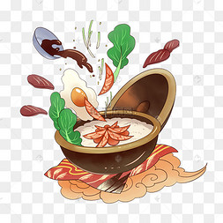国潮美食手绘煲仔饭饭圈应援表情装饰饭圈小清新装饰物贴纸卡通vlog