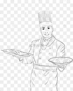 厨师美食线稿线描