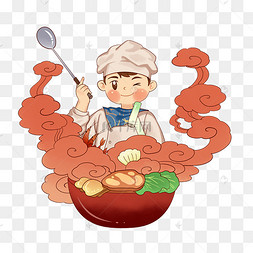 下载 png下载ai国潮厨师炒菜矢量图下载 png下载psd国潮女厨师炒菜