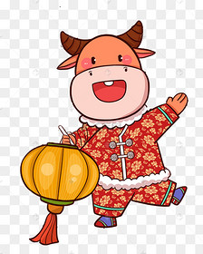 牛年烫金牛角灯笼挂件