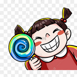 女孩拿棒棒糖