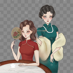 民国风情秦淮国潮旗袍贵妇