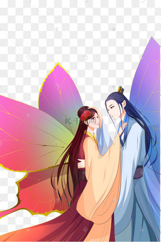 民间故事梁山伯与祝英台国潮插画图片-千库网