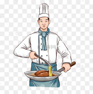 手绘国潮厨师大厨