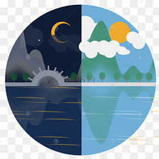 昼夜交替扁平风景