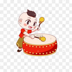 敲锣打鼓的村民