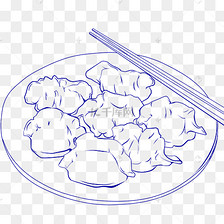 线描冬至一盘饺子