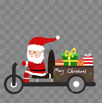 圣诞节圣诞老人开车送礼物动图gif