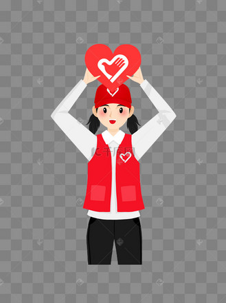 可爱志愿者女孩人物插画可商用元素