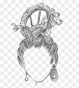 水墨古代美女头饰发型