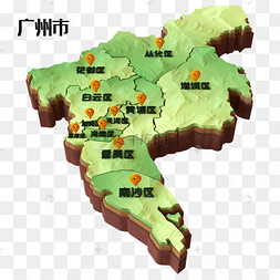 绿色立体广州地图