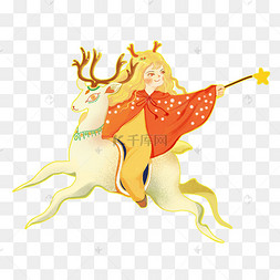 童话风格圣诞女孩圣诞麋鹿