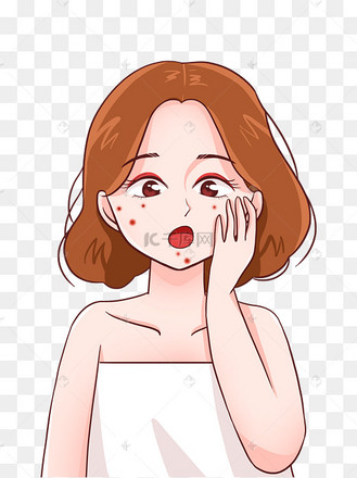 女孩脸上长痘痘