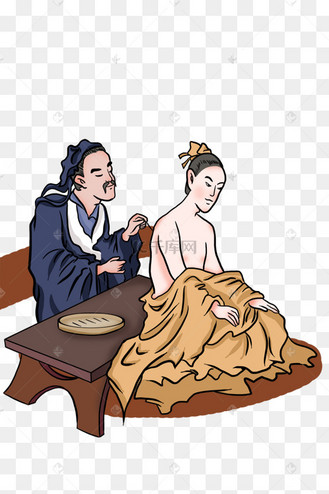 中国风古代针灸看病