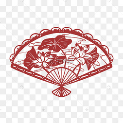 新年荷花扇子剪纸
