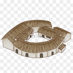 客家围屋群手绘