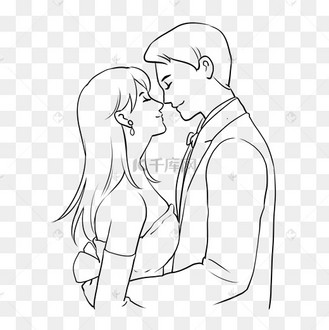 情人节情侣线描情侣线条