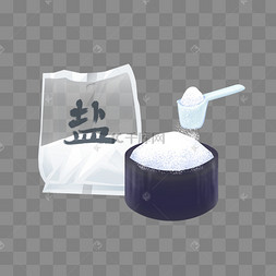 炒菜放盐配料矢量图食用盐细盐手绘卡通盐罐黄色麻布盐袋热门收藏热门