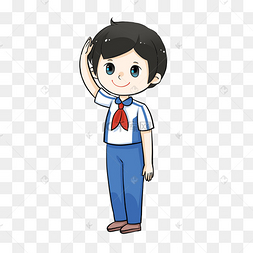 男孩少先队员敬队礼