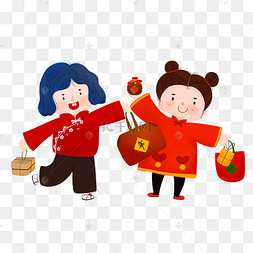 中国风新年走亲戚回娘家购年货女