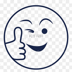 双色线条图标可爱笑脸儿童表扬章套图卡通大拇指笑脸素材彩色立体透