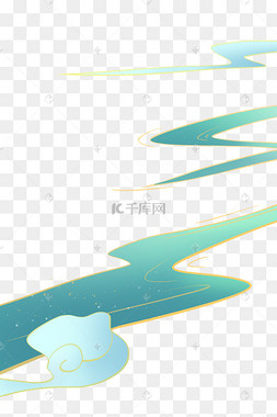 河蓝国潮古风小河天云