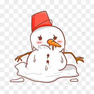 手绘伤心的雪人融化