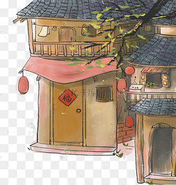 中国风古风水墨建筑