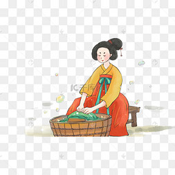 古代女子洗衣服