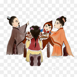 中国风古代家庭过年吃年夜饭除夕