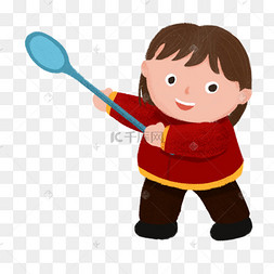 拿勺子卡通