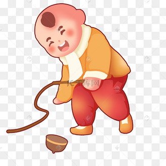 小孩子开心抽陀螺